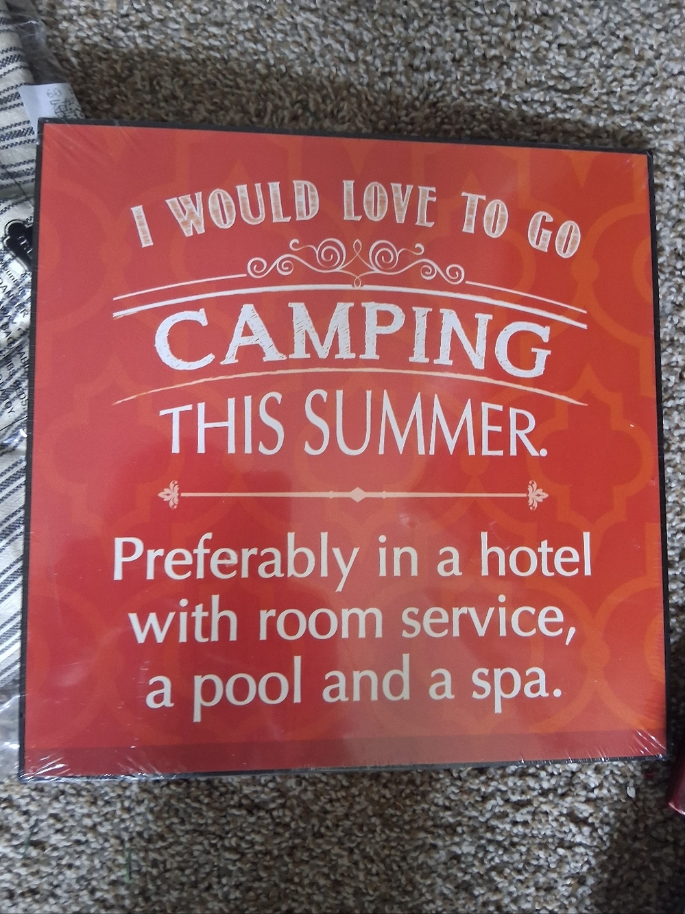 Camping This Summer Wall Sign - Orange with White Text
